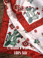 Wild Rag 100% Silk Cactus with Red Bandana Border Cowboy Western Neck Scarf Bandanna by Double B Wild Rags