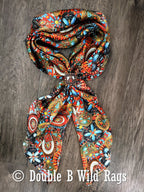Wild Rag 100% Silk Native Indian Southwest Turquoise and Jewels Cowboy Western Neck Scarf Bandanna by Double B Wild Rags