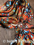 Wild Rag 100% Silk Native Indian Southwest Turquoise and Jewels Cowboy Western Neck Scarf Bandanna by Double B Wild Rags