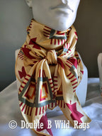 Wild Rag 100% Silk Aztec Ivory and Burgundy Cowboy Western Neck Scarf Bandanna by Double B Wild Rags
