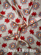 Wild Rag 100% Silk Aztec Ivory and Burgundy Cowboy Western Neck Scarf Bandanna by Double B Wild Rags