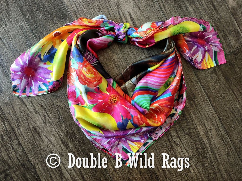 Wild Rag 100% Silk Fiesta Serape Donkey Burro Floral Border Cowboy Western Neck Scarf Bandanna by Double B Wild Rags