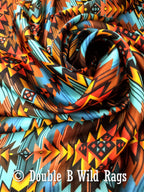 Wild Rag 100% Silk Turquoise and Orange Sunset Cowboy Western Neck Scarf Bandanna by Double B Wild Rags