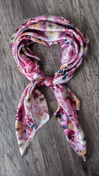 Wild Rag 100% SILK Lilac Purple Gold Floral Cowboy Western Neck Scarf Bandanna by Double B Wild Rags