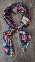 Wild Rag 100% SILK Pink and Purple Feather Western Neck Scarf Bandanna by Double B Wild Rags