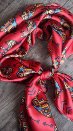 Silk Wild Rag Red Aztec Bison Buffalo and Arrows by Double B Wild Rags