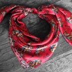 Silk Wild Rag Red Aztec Bison Buffalo and Arrows by Double B Wild Rags