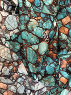 Silk Wild Rag Raw Turquoise Stone print by Double B Wild Rags