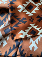 100% Silk Wild Rag Cognac Rust Brown Black Ivory Tribal Native pattern by Double B Wild Rags