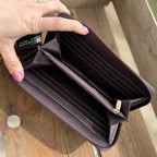 Western wallet zipper closure tooled floral leather turquoise details by Double B Wild Rags