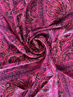 100% Silk Wild Rag Dark Pink Quilted Paisley by Double B Wild Rags