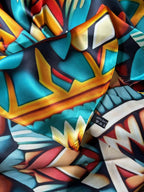 100% Silk Wild Rag Native American Indian Style Orange Teal and Yellow by Double B Wild Rags