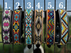 Western leather dog collar tooled and seed bead details by Double B Wild Rags