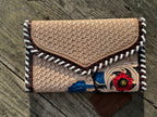 Western Cowgirl Clutch wallet purse painted tooled red and blue floral by Double B Wild Rags