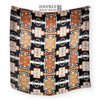100% Silk Wild Rag Aztec Native tribal inspired pattern of brown, black, and white by Double B Wild Rags