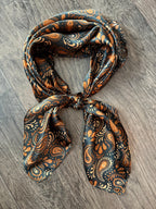 100% Silk Wild Rag Copper and Black Paisley by Double B Wild Rags