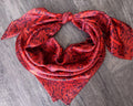 Wild Rag 100% Deep Burgundy Red Tooled Leather Cowboy Western Neck Scarf Bandanna by Double B Wild Rags
