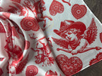 100% Silk Wild Rag Cowboy Cherubs and Hearts red and white Valentines