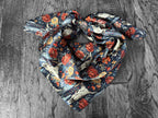 100% Silk Wild Rag Navy Blue Cow skulls and Cactus Double B Wild Rags
