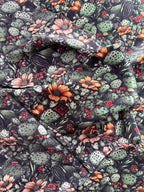 100% Silk Wild Rag Black Cactus Orange Floral by Double B Wild Rags