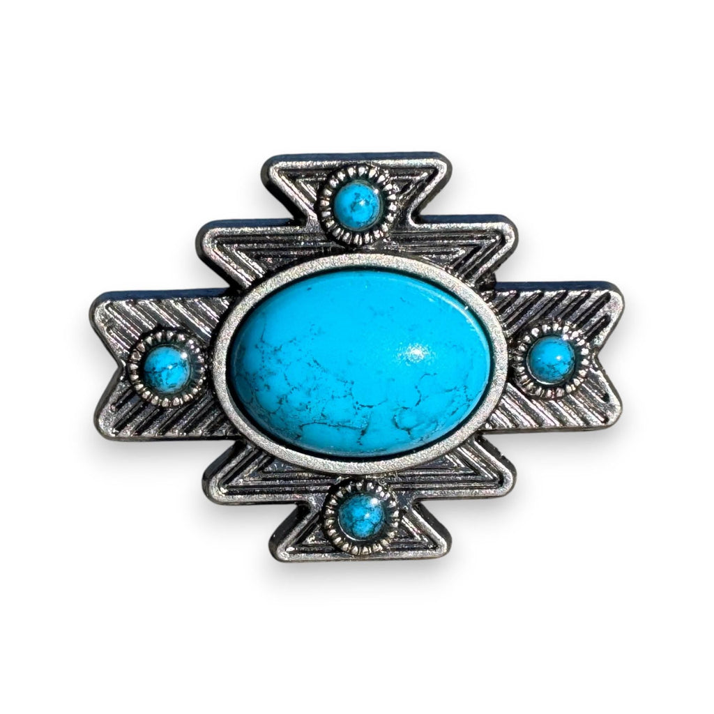 Southwestern Style Cowboy Scarf Slide Keeper with turquoise stone BY Double B Wild Rags