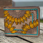 Men's Western bi-fold wallet tooled floral details by Double B Wild Rags