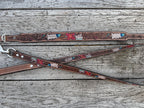 Western Genuine Leather dog collar or leash tooled details of sunflower daisy cactus floral turquoise feather by Double B Wild Rags