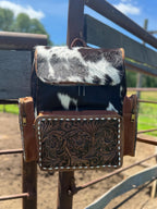 Genuine Western Cowhide Leather Backpack Diaper Bag Personal Item carry-on luggage by Double B Wild Rags
