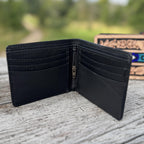 Men’s Western bi-fold wallet tooled with seed bead details by Double B Wild Rags