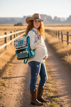 Pink or Turquoise Genuine Western Cowhide Leather Backpack Diaper Bag Personal Item carry-on luggage by Double B Wild Rags