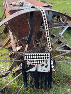 Checkered Black and White Genuine Western Leather Purse and Wallet Set by Double B Wild Rags