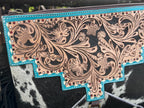 Black and Turquoise Genuine Western Cowhide Leather Purse with fringe by Double B Wild Rags
