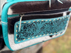 Pink or Turquoise Genuine Western Cowhide Leather Backpack Diaper Bag Personal Item carry-on luggage by Double B Wild Rags