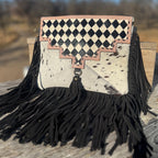 Checkered Black and White Genuine Leather Western Purse by Double B Wild Rags