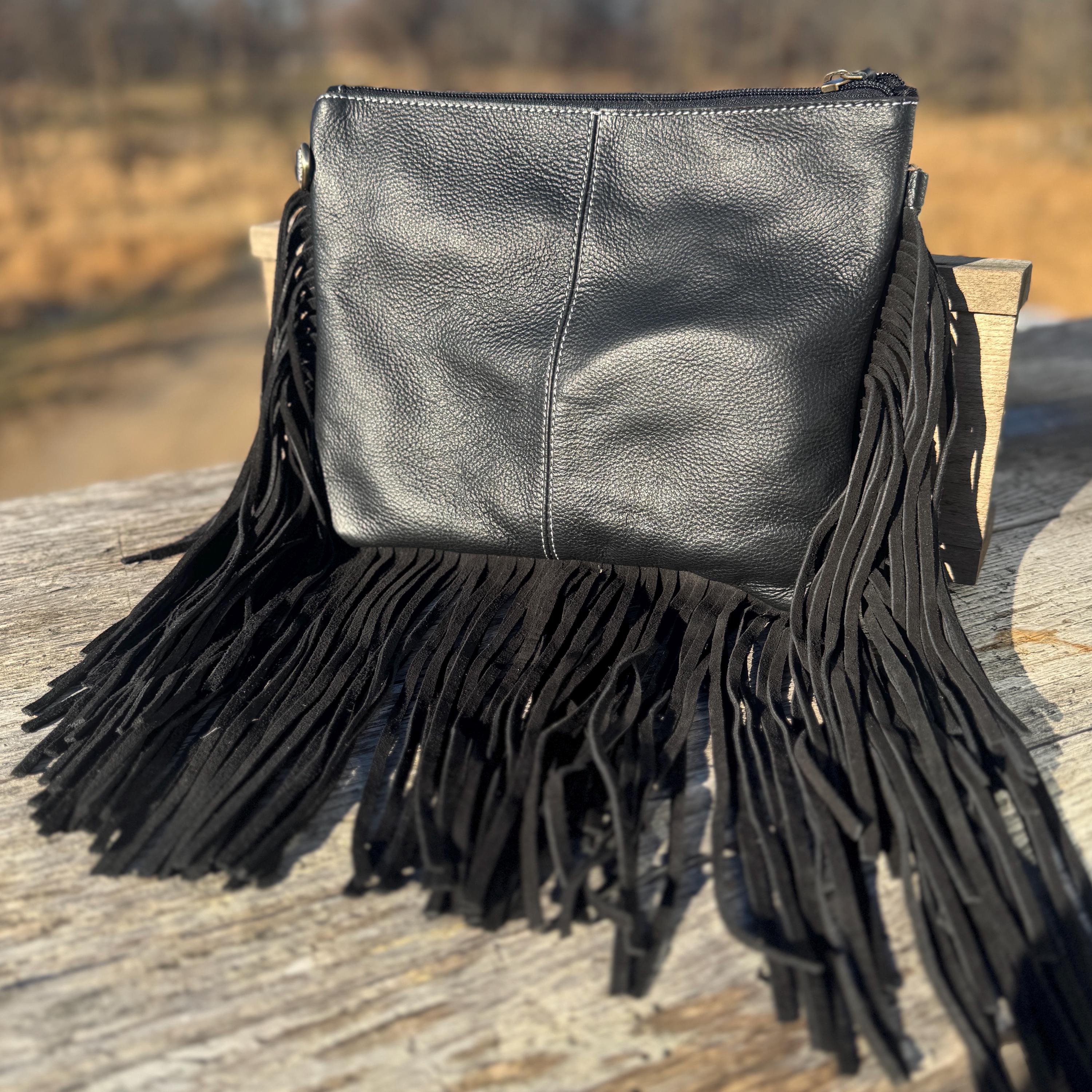 Checkered Black and White Genuine Leather Western Purse by Double B Wild Rags