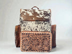 Genuine Western Cowhide Leather Backpack Diaper Bag Personal Item carry-on luggage by Double B Wild Rags