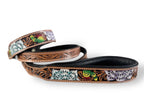 Western Genuine Leather dog collar tooled details aces cards sunflower feather rhinestone cactus floral by Double B Wild Rags