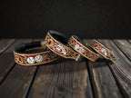 Handmade Western Leather Dog Collar: Cards & Dice Inlay