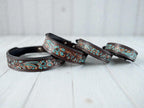 Western leather dog collar with Turquoise Floral details by Double B Wild Rags