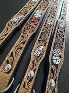 Handmade Western Leather Dog Collar: Cards & Dice Inlay