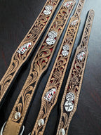 Handmade Western Leather Dog Collar: Cards & Dice Inlay