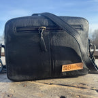 Black and Turquoise Saddle Ridge Tooled Leather Western Crossbody Bag by Double B Wild Rags