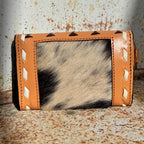 Caramel Espresso Checkered Speedy Western Genuine Leather Purse with optional wallet