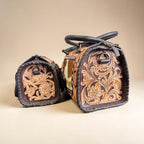 Genuine Western Leather Speedy Barrel Bag with Cowhide and Tooled details by Double B Wild Rags