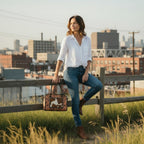 Genuine Western Leather Speedy Barrel Bag with Cowhide and Tooled details by Double B Wild Rags
