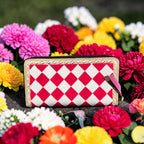 Hot Pink Checkered Speedy Western Genuine Leather Purse and wallet set
