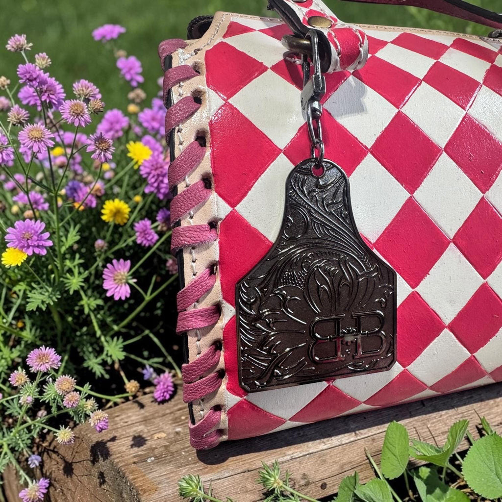 Hot Pink Checkered Speedy Western Genuine Leather Purse and wallet set