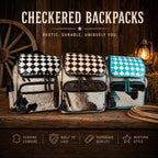 Checkered Genuine Cowhide Leather Backpack by Double B