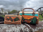 Desert Sunset Western Speedy Leather Purse with optional wallet