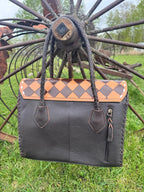 Western Genuine Leather Checkered Handbag by Double B